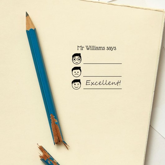 Tampons Encreurs Nom de l'enseignant personnalisé Emojis Avaliation