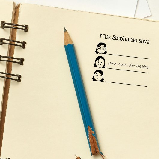 Tampons Encreurs Nom de l'enseignant personnalisé Emojis Avaliation