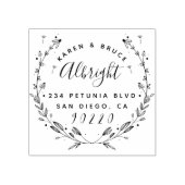 Tampons Encreurs Nom du Mariage de la couronne florale mou Adresse  (Impression)