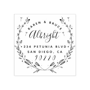 Tampons Encreurs Nom du Mariage de la couronne florale mou Adresse 