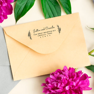 Tampons Encreurs Nom du Mariage de script Feuille stylé Adresse de 