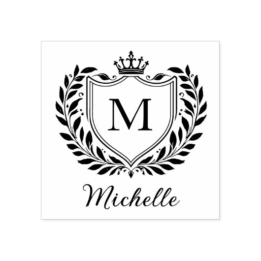 Tampons Encreurs Nom du monogramme personnalisé minimal Emblème de (Impression)
