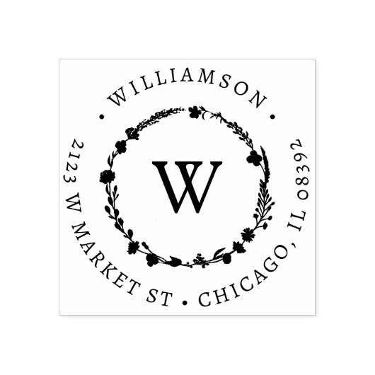 Tampons Encreurs Nom et adresse de retour de la couronne florale pe (Impression)