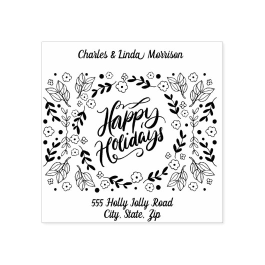 Tampons Encreurs Nom et adresse, Joyeuses fêtes, (Impression)