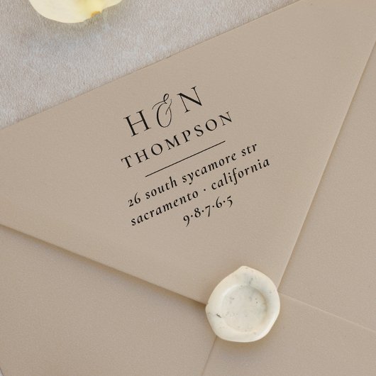 Tampons Encreurs Nom et initiales du Mariage moderne Adresse de ret