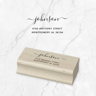 Tampons Encreurs Nom manuscrit moderne et adresse de retour 08b.