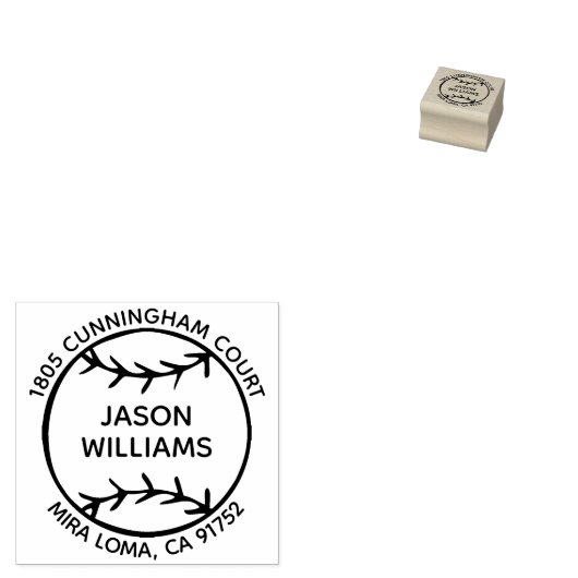 Tampons Encreurs Nom personnalisé Adresse de retour Baseball Timbre (Tamponné)