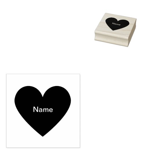 Tampons Encreurs Nom personnalisé Classic Simple Minimal Heart Art (Tamponné)