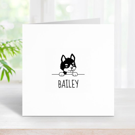 Tampons Encreurs Nom personnalisé Cute Husky Pup