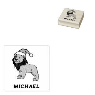 Tampons Encreurs Nom personnalisé Lion moderne portant le chapeau d