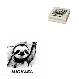 Tampons Encreurs Nom personnalisé Mélange Sloth sur une branche