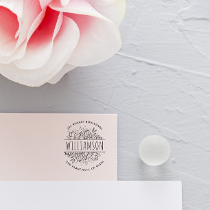 Tampons Encreurs Nom Ronde du cadre floral dessiné à la main Adress