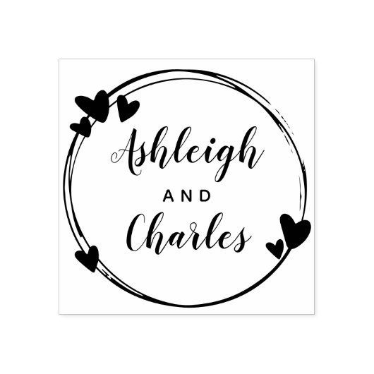 Tampons Encreurs Noms de calligraphie des coeurs mignons (Impression)