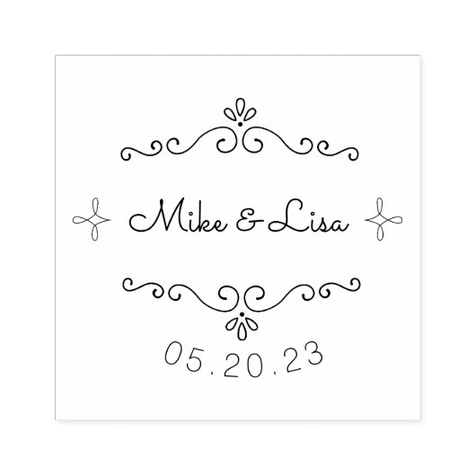 Tampons Encreurs Noms de couple fleuris Mariage Enregistrer la date (Impression)
