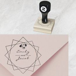 Tampons Encreurs Noms de couple mariage Art géométrique floral