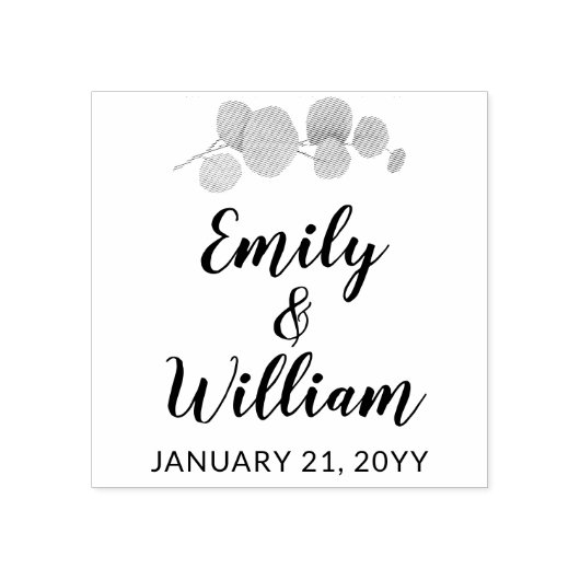 Tampons Encreurs Noms De Feuille D'Eucalyptus Botanique Avec Date M (Impression)