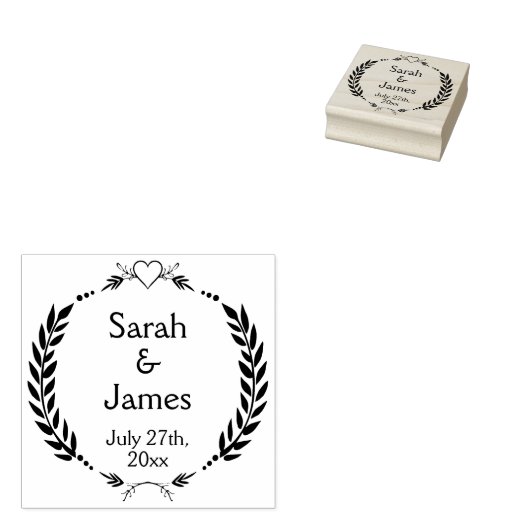 Tampons Encreurs Noms personnalisés et date Mariage Timbre en caout (Tamponné)