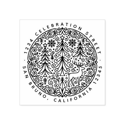 Tampons Encreurs Nordic Scandi Christmas Trees and Reindeer Adresse (Impression)