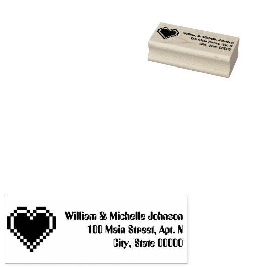 Tampons Encreurs Nos Coeurs 8 Bits Timbre D'Adresse En Bois (Tamponné)