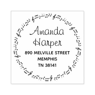 Tampons Encreurs Notes musicales du cool Adresse de retour de ronde
