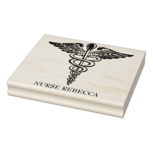 Tampons Encreurs Nurse Caduceus Nom du monogramme