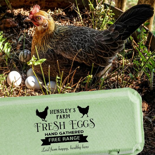 Tampons Encreurs OEufs frais de ferme personnalisés Carton Stamp He