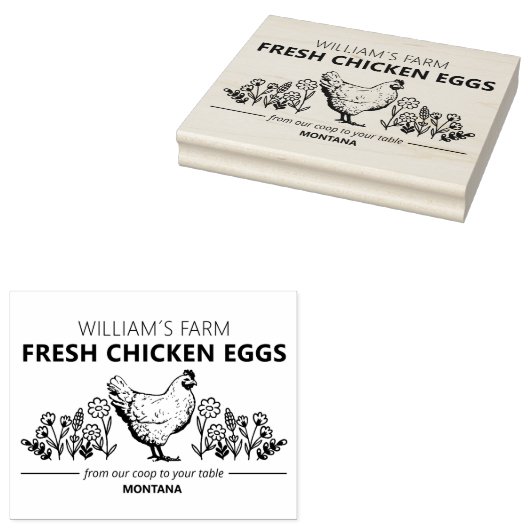Tampons Encreurs Oeufs frais de ferme sur mesure, petite entreprise (Tamponné)