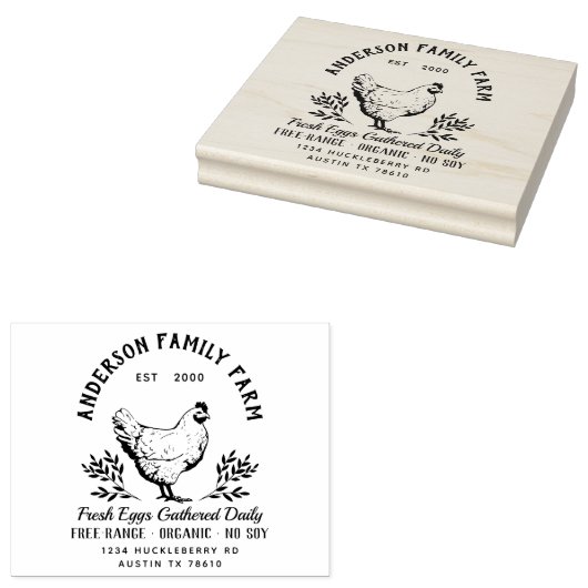 Tampons Encreurs OEufs frais personnalisés Famille Timbre en caoutc (Tamponné)