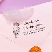 Tampons Encreurs Oiseau Aux Fleurs | Nom Script & Adresse de retour