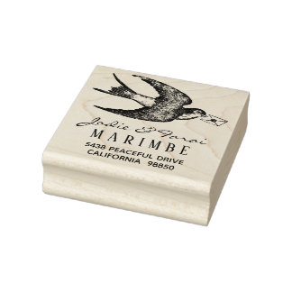 Tampons Encreurs Oiseau bleu vintage avec timbre d'adresse
