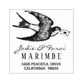 Tampons Encreurs Oiseau bleu vintage avec timbre d'adresse (Impression)