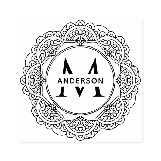 TAMPONS ENCREURS ORNATE CLASSIQUE MANDALA MONOGRAM PERSONNALISÉ NOM (Impression)