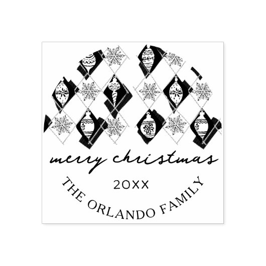 Tampons Encreurs Ornements Snowflakes Joyeux Script de Noël (Impression)