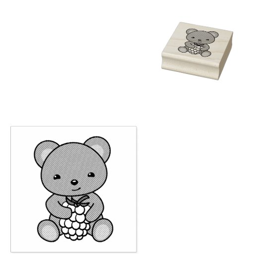 Tampons Encreurs Ours en peluche mignon tenant une Berry (Tamponné)