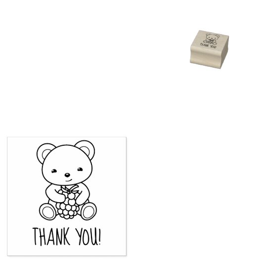 Tampons Encreurs Ours mignon tenant un Merci Berry 1x1 (Tamponné)