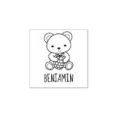 Tampons Encreurs Ours mignon tenant une Berry Nom personnalisé 1x1 (Impression)