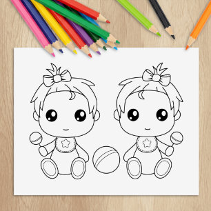 Tampons Encreurs Page de coloriage pour bébés jumelles