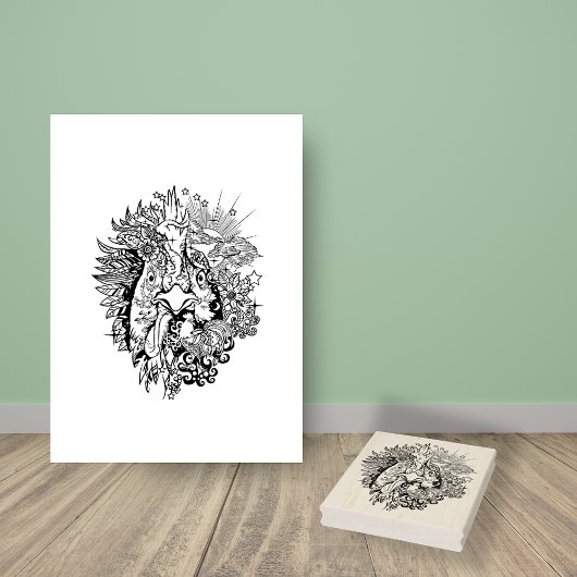 Tampons Encreurs Page Rooster Line Art Colour