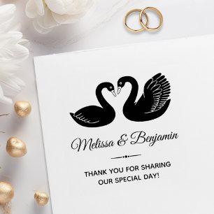 Tampons Encreurs Paire de cygnes noirs Merci Mariage