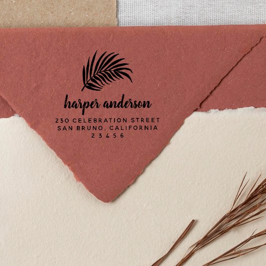 Tampons Encreurs Palm Leaf & Brush Calligraphy Nom Adresse de retou