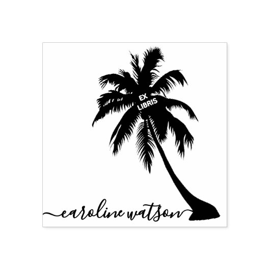 Tampons Encreurs Palm tree Ex libris Timbre en caoutchouc (Impression)