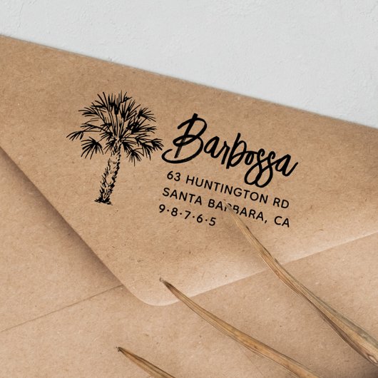 Tampons Encreurs Palm Tree Handwriting Nom de famille Adresse de re