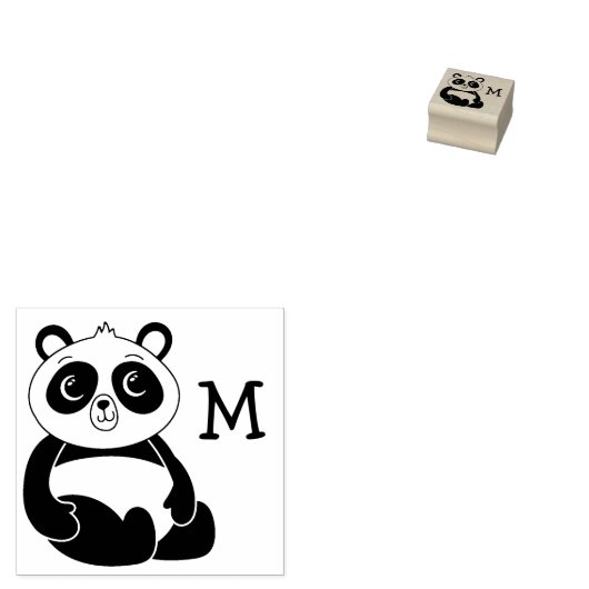 Tampons Encreurs Panda Bear Cute Monogramme initial (Tamponné)