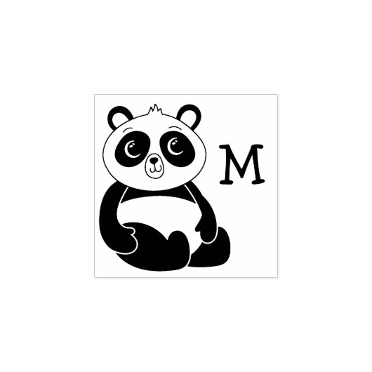 Tampons Encreurs Panda Bear Cute Monogramme initial (Impression)