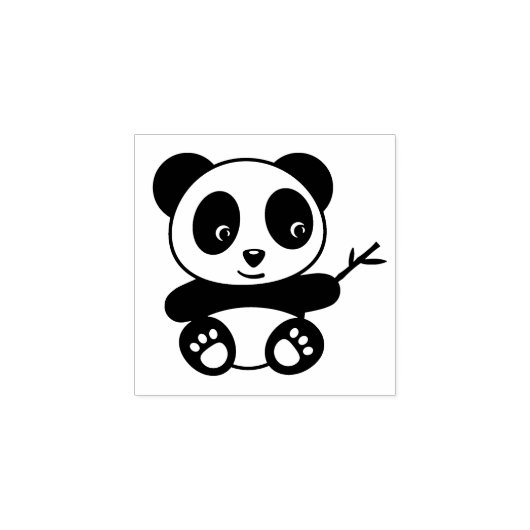 Tampons Encreurs Panda minuscule mignonne tenant un bambou 1x1 (Impression)
