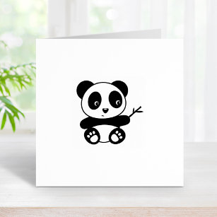 Tampons Encreurs Panda minuscule mignonne tenant un bâton en bambou