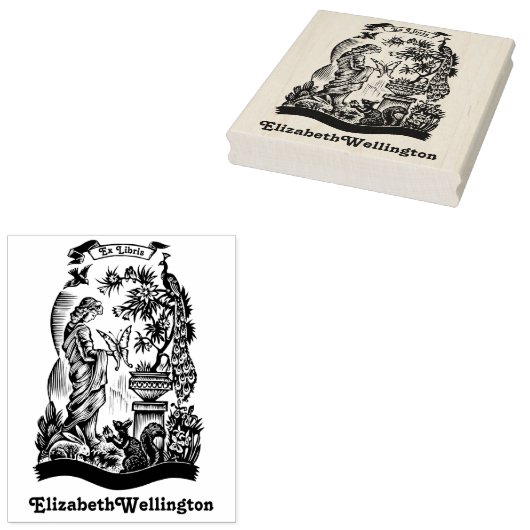 Tampons Encreurs Paon, Dame, Papillon, Lapin Ex Libris Livre (Tamponné)