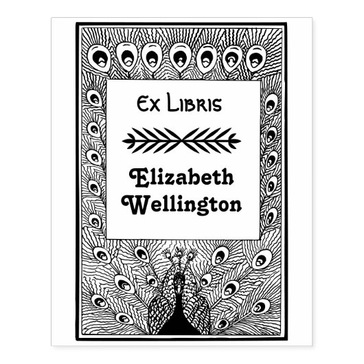 Tampons Encreurs Paon faisant la roue #3 Ex Libris Livre (Impression)