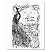 Tampons Encreurs Paon sur branche couverte de fleurs Ex Libris (Impression)