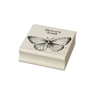 Tampons Encreurs Papillon volant Timbre d'art en bois personnalisé